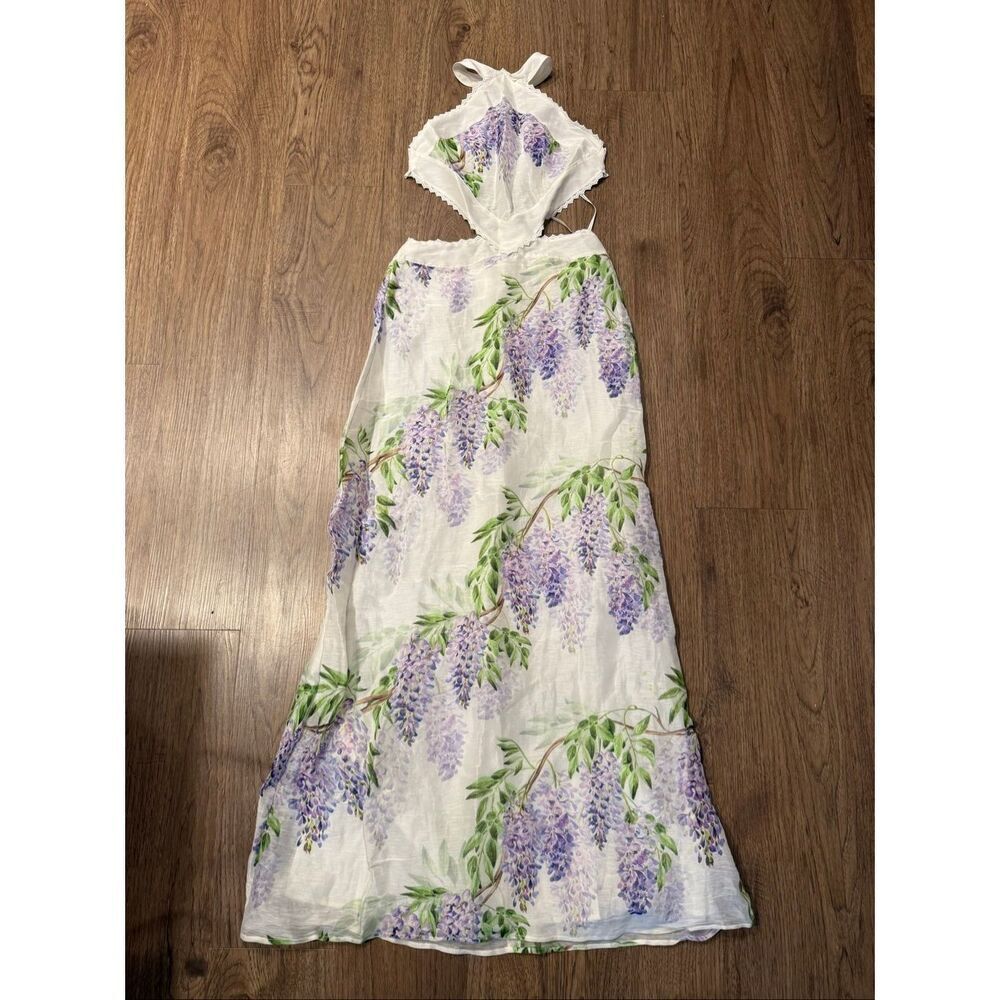 Sonya Moda Wisteria Floral Halter Maxi Dress Summer Vacation Resort size S NWT - Picture 3 of 5